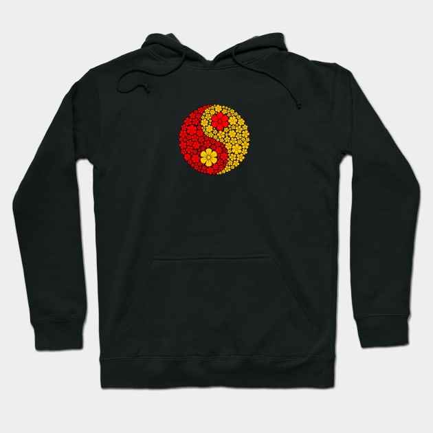 Red and Yellow Yin Yang Flowers Hoodie by jeffbartels